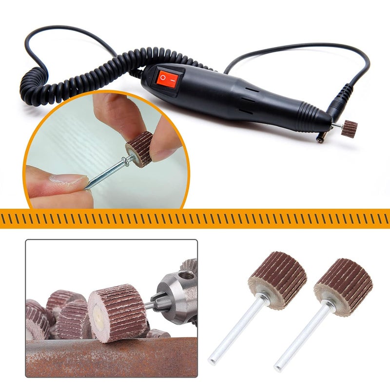 Micro Traders 20Pcs 600 Grit Flap Wheel Sandpaper Sanding Disc for Rotary Tools with Long Handle Shank Mandrel 13x12x3mm/0.51x0.47x0.12inch Emery Cloth Polish Tool Accessories - Image 2